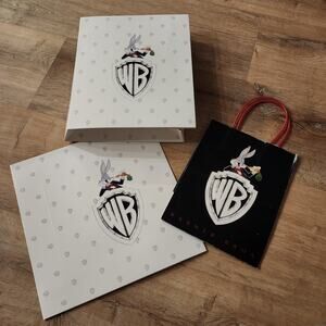 Vintage 1990's Warner Brothers Empty Gift Boxes/Bag Bugs Bunny Christmas Party